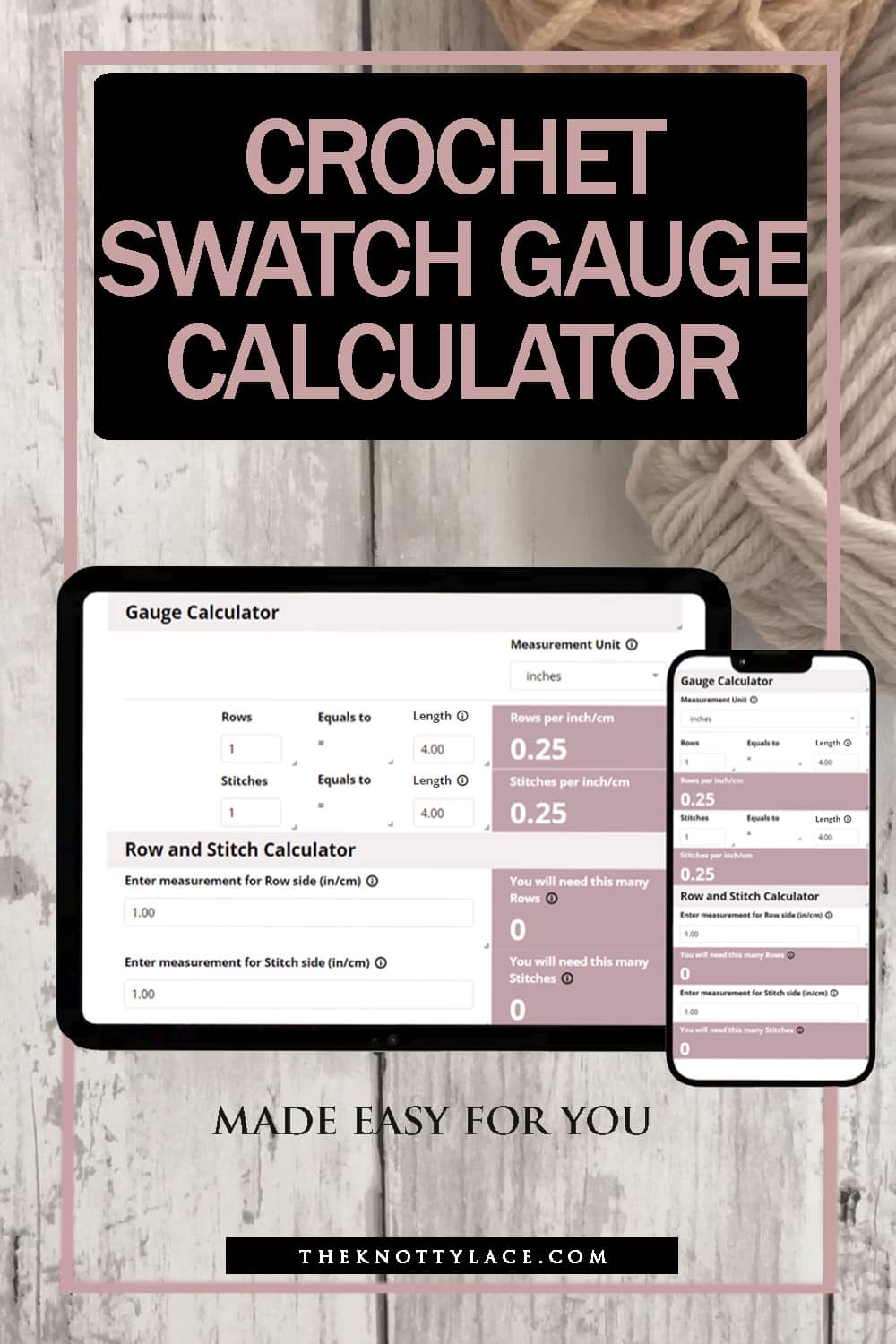 crochet swatch gauge calculator