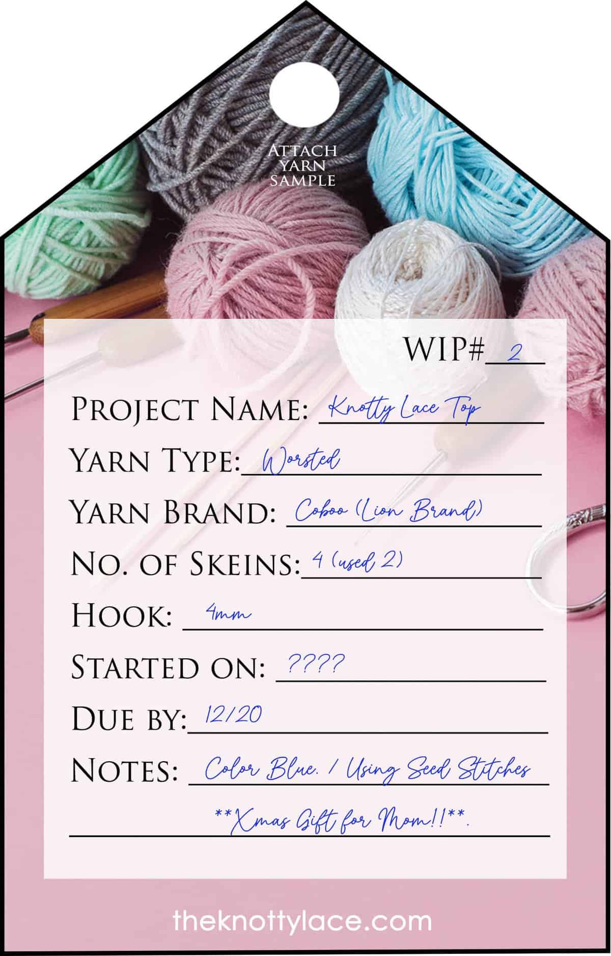 smart tag for crochet wips