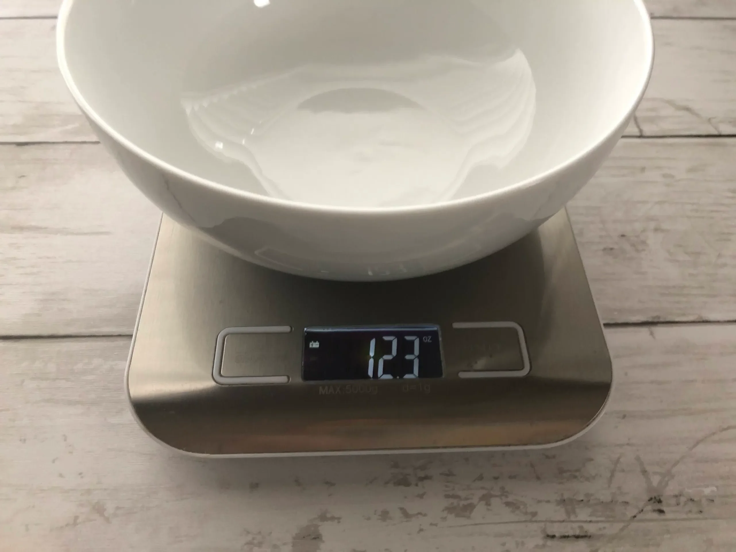 bowl on scale