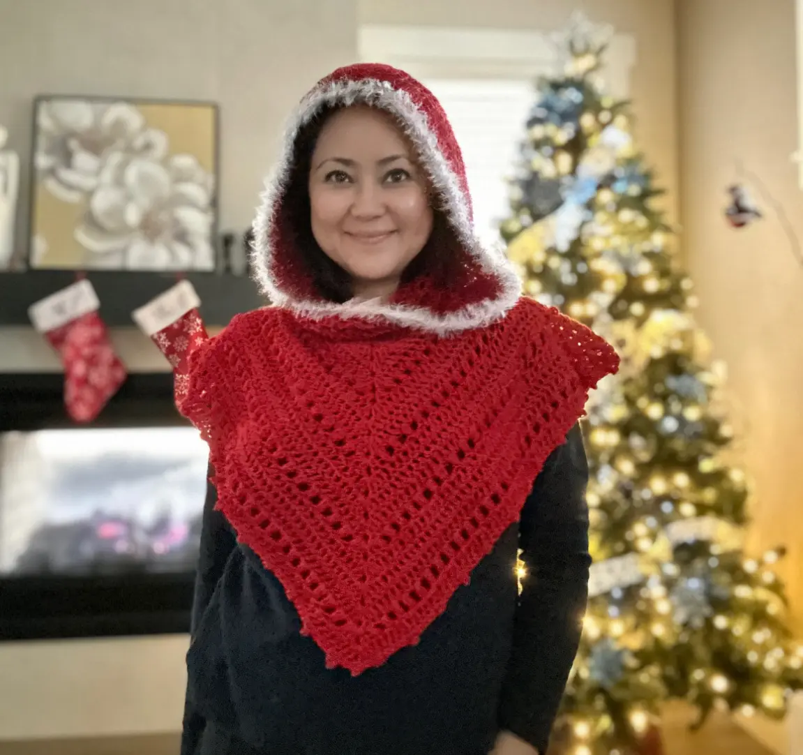 hooded crochet cowl christmas version