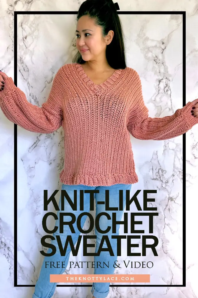 Knit like crochet sweater free pattern video