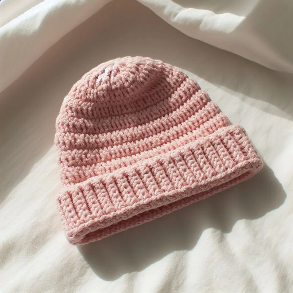 pink crochet beanie hat