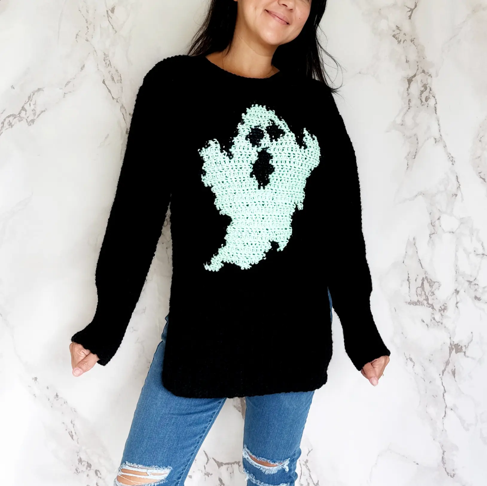 Black Crochet Ghost Sweater