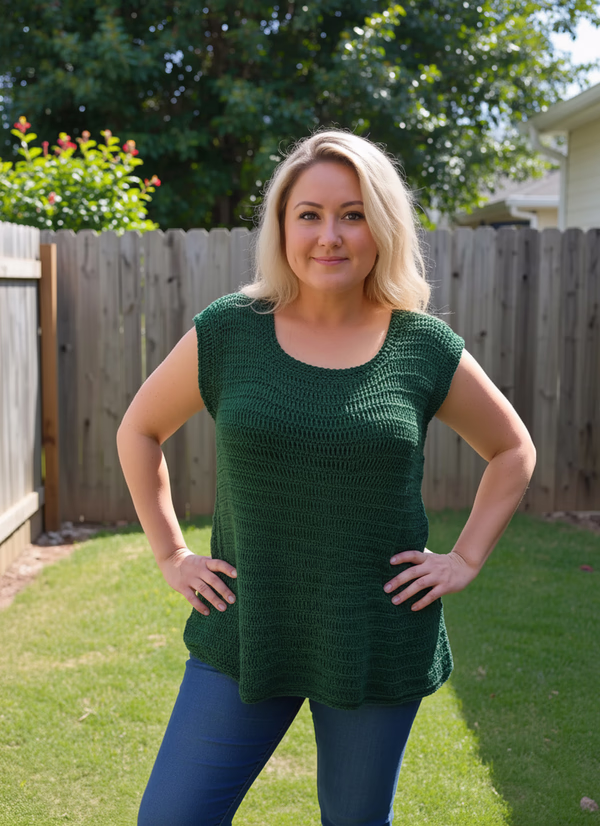 Crochet tunic tshirt in green