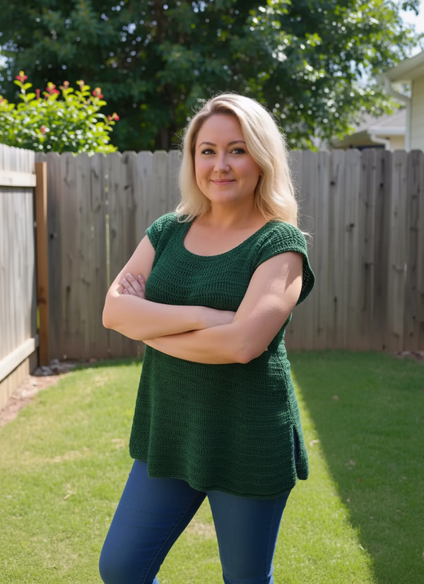 crochet tunic tshirt_ in green