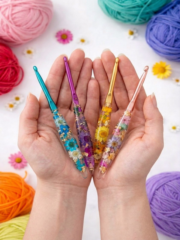 beautiful crochet resin floral hooks